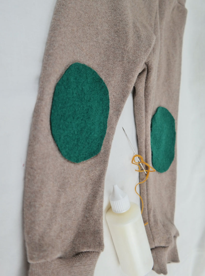 Jawoll Baby 1 Paar Wollwalk Flicken Patches Upcycling-Wolle zum Wollkleidung reparieren in Dunkelgrün Oval-Form