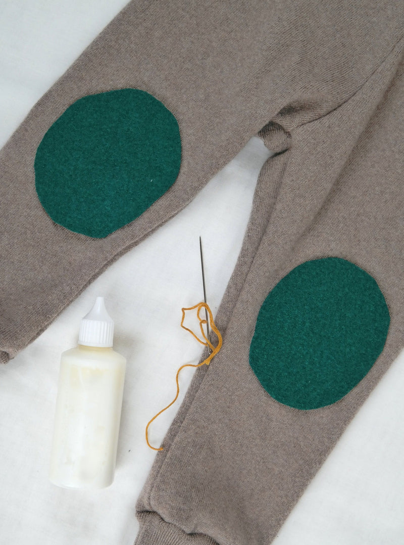 Jawoll Baby 1 Paar Wollwalk Flicken Patches Upcycling-Wolle zum Wollkleidung reparieren in Dunkelgrün Oval-Form