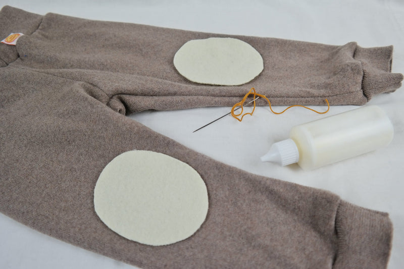 Jawoll Baby 1 Paar Wollwalk Flicken Patches Upcycling-Wolle zum Wollkleidung reparieren in Cremeweiß Oval-Form